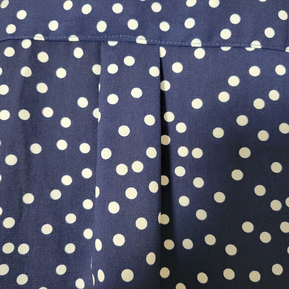 Notations L Tunic Top 3/4 Roll Tab Sleeve Stand Up V-Neck Polka Dot bBouse - Picture 9 of 15